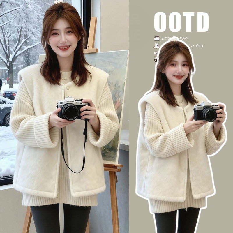 孕妇马甲+针织上衣+打底裤三件套