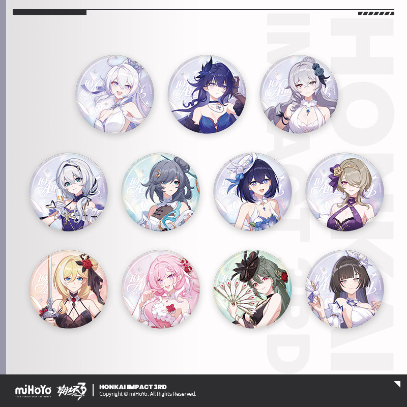 thumbnail for [miHoYo Honkai Impact 3] 10th Anniversary Star Invitation Dress Series Tinplate Badge Blind Box miHoYo