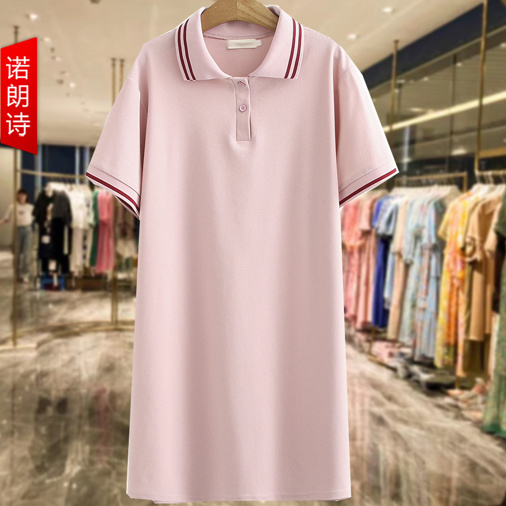 polo新款胖妹妹短袖遮肚子衬衫裙