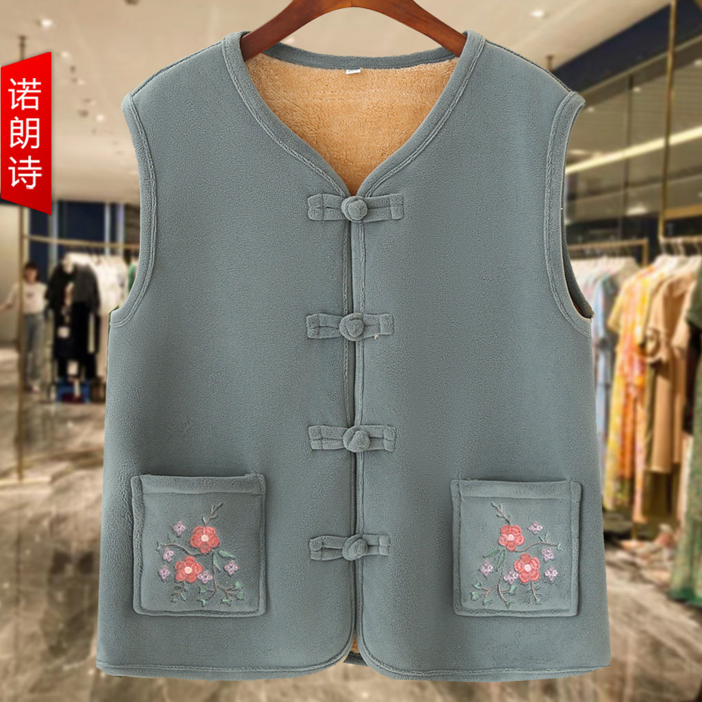 大码老太太衣服国风盘扣马甲加绒加厚奶奶冬季保暖背心中老年女装,女装/女士精品,常规大码外套,淘宝优惠券,粉丝福利购,淘宝优惠卷