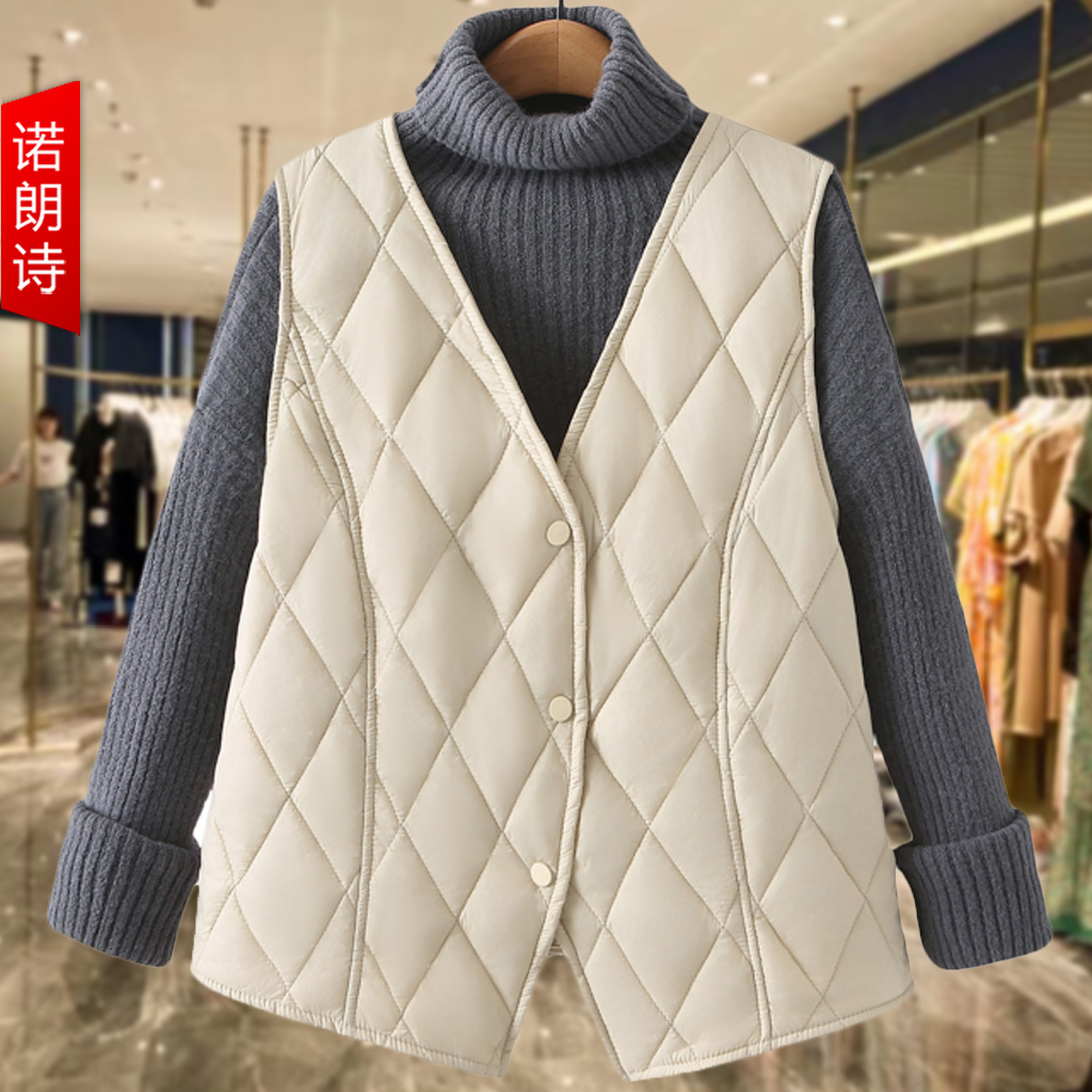 大码女装菱格设计感棉马甲坎肩女