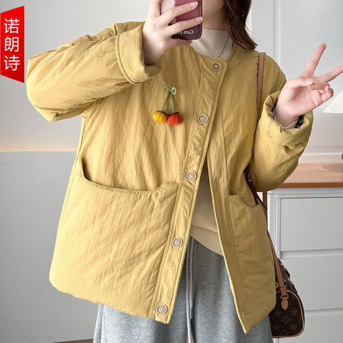 大码女装设计感减龄保暖棉服外套