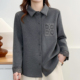 女装 胖mm加绒加厚蕾丝镂空长袖 衬衫 大码 气质翻领复古打底衫 衬衣韩