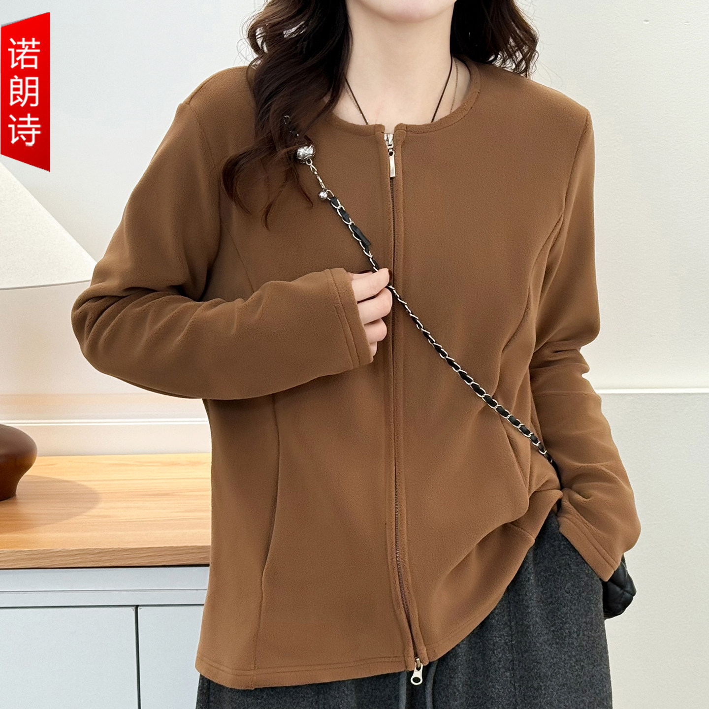 大码女装高级感百搭保暖加绒加厚休闲外套胖mm圆领拉链遮肉打底衫,女装/女士精品,大码内搭,淘宝优惠券,粉丝福利购,淘宝优惠卷