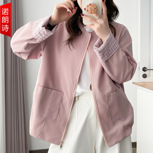 大码女装时尚休闲宽松夹克外套春