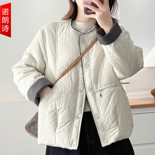 圆领加厚棉衣时尚 2025冬季 百搭夹棉外套胖mm减龄遮肉棉袄 女装 大码