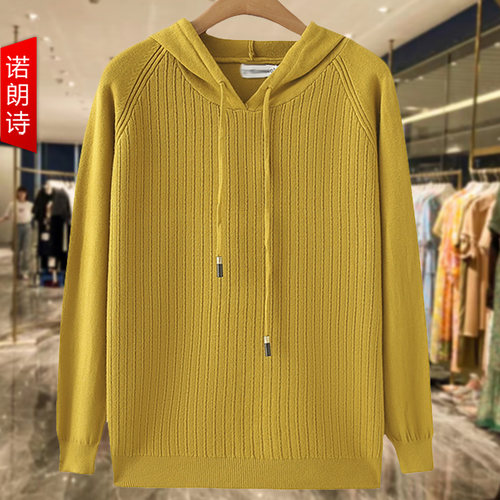 胖MM坑条连帽针织毛衣通勤韩版