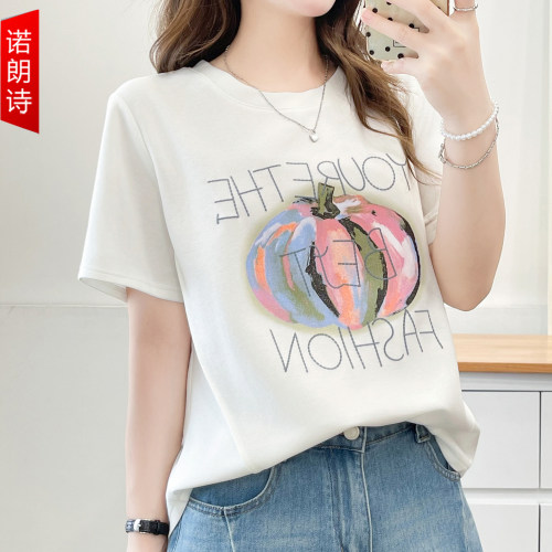 大码女装时尚韩系印花短袖t恤女