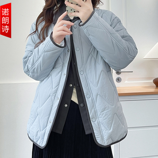 小香风遮肉外套韩 假两件保暖加厚棉衣胖mm大码 2025时尚 洋气秋冬装