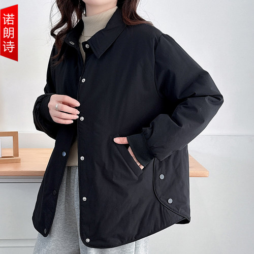 大码女装时尚韩版洋气翻领棉服冬