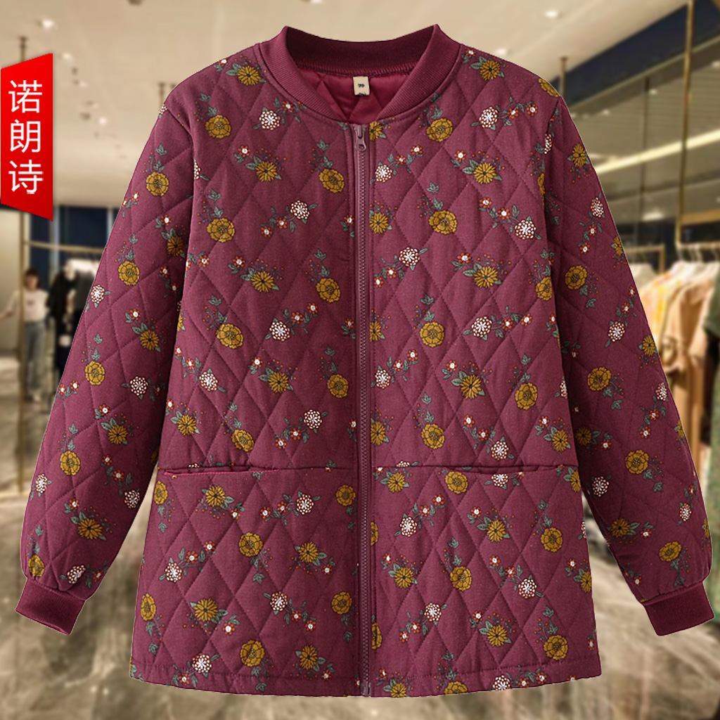 大码女装妈妈装夹棉棉服外套秋冬