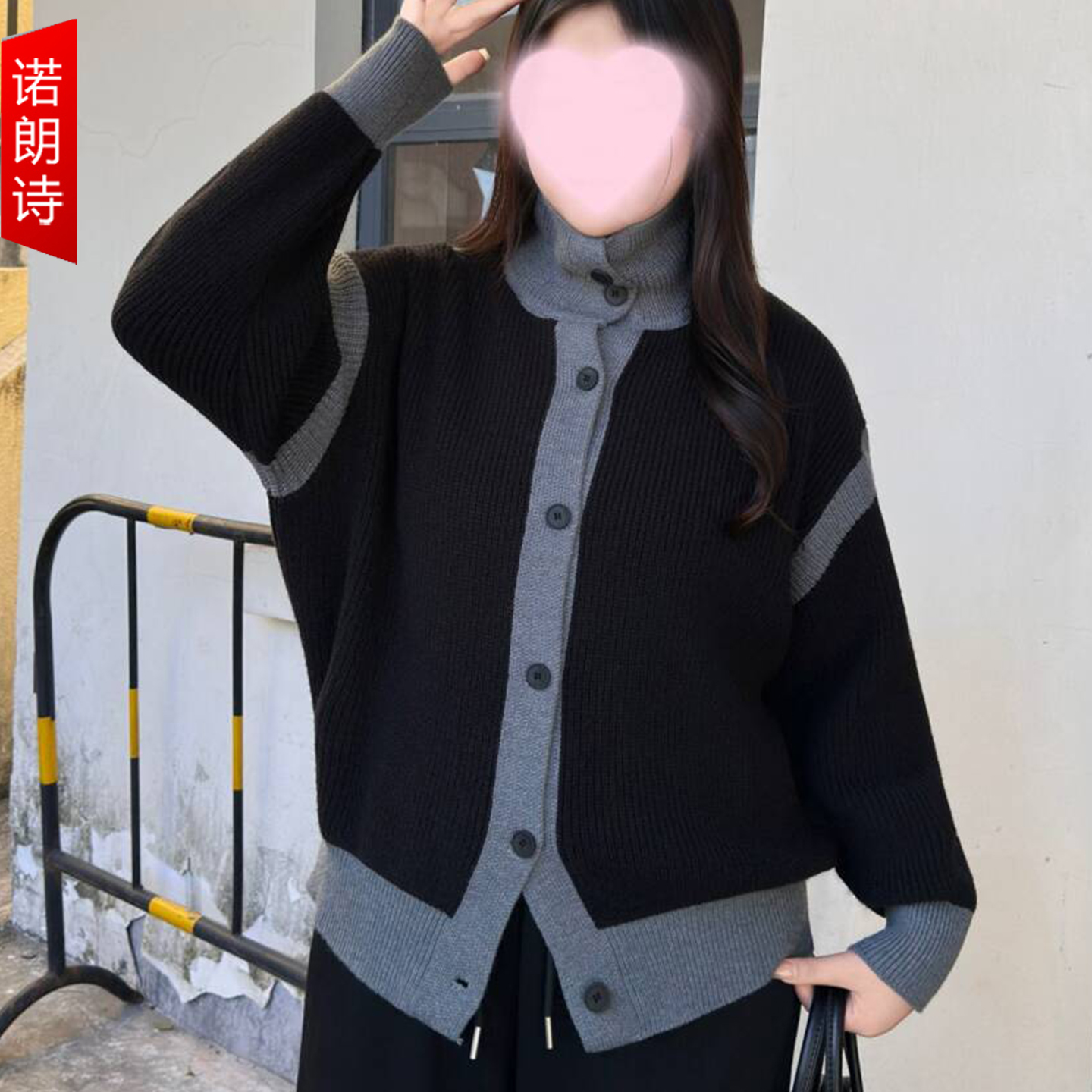 大码翻领加厚毛衣外套慵懒风开衫