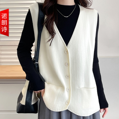 大码女装休闲针织马甲无袖外套秋