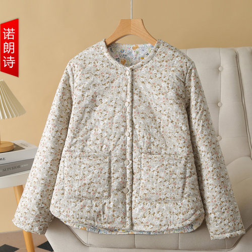 加肥加大码碎花夹棉棉衣保暖内搭