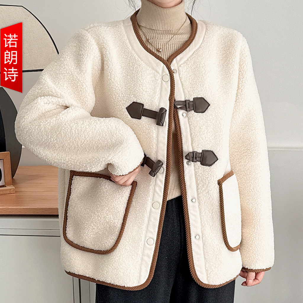 胖mm大码小香风加厚颗粒绒外套韩