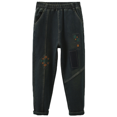 大码加绒牛仔裤女秋冬通勤韩版