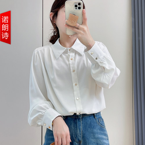 金扣设计感白衬衫大码胖mm上衣春