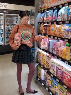 秋冬新款女袜连裤袜韩国helder老板面同款花纱粗线羊毛裤袜网红潮