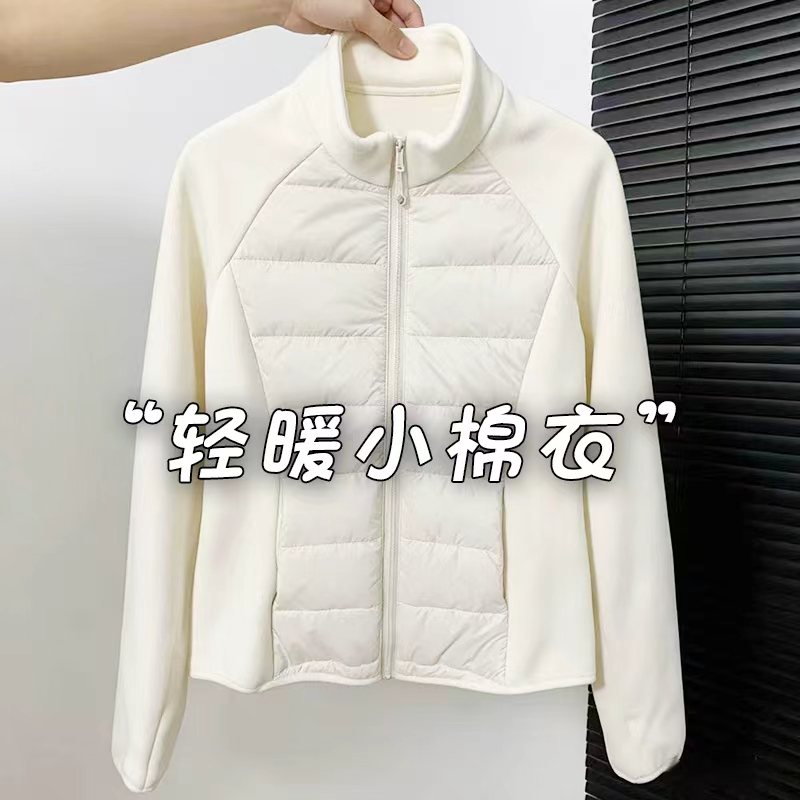 2026新款秋冬女士拼接轻薄棉服外套立领修身冲锋衣内胆女款小棉衣