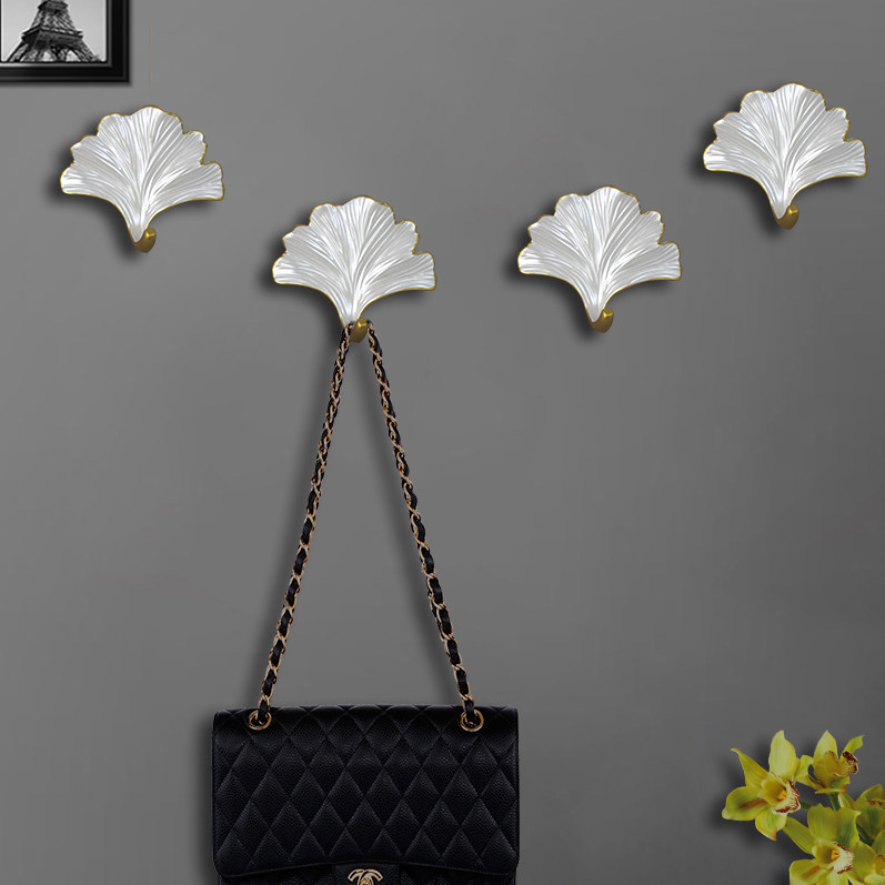 创意轻奢银杏叶壁挂客厅门口挂架入户墙面上装饰衣服挂钩钥匙收纳