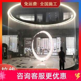拉线水帘光纤水幕帘线型流水景观钢丝线水帘瀑布水幕墙数码水帘幕