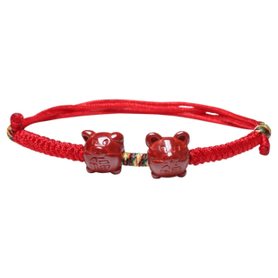 保真朱砂手串生肖狗龙蛇属兔年本命年红绳手链女男编织六合三合