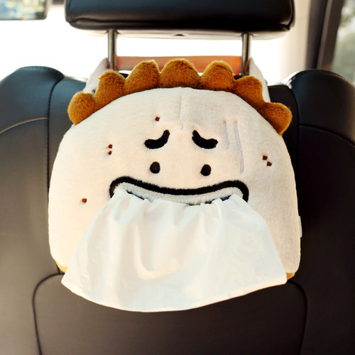 雨过山原创藕豆k毛绒纸巾收纳袋可爱搞怪车载纸抽袋挂式纸巾挂袋 - 封面