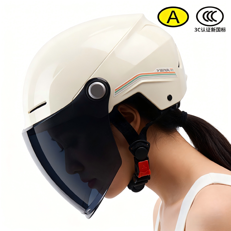 野马电动摩托车头盔新国标3C认证男女士通用夏天季防晒透气盔四季