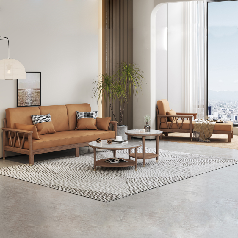 澳利达北欧风纯白蜡木沙发