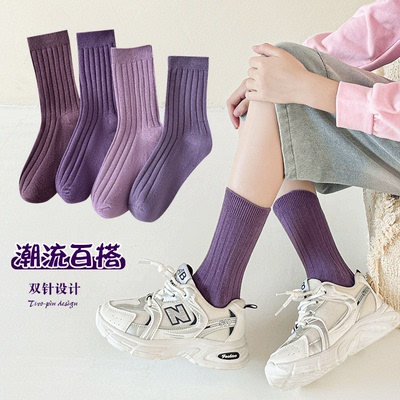 女童纯棉中筒袜儿童袜中大童棉袜