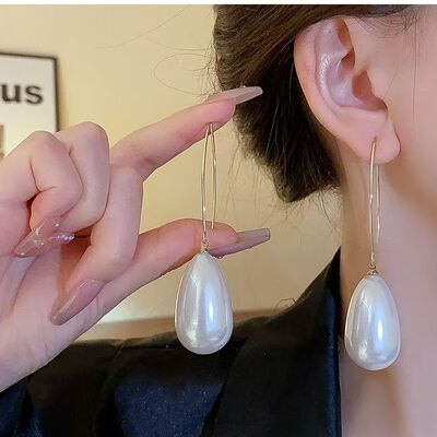 水滴珍珠耳环小众设计感独特耳坠