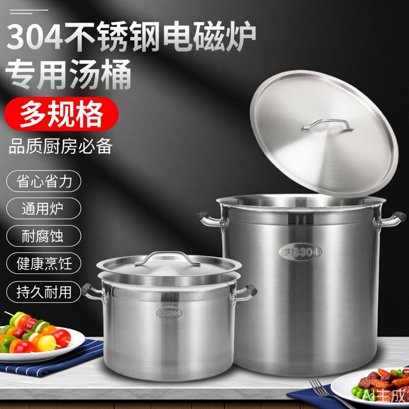 电磁炉专用汤桶加厚304不锈钢锅