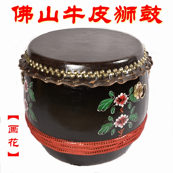 醒狮鼓10寸至24寸舞狮表演道具高音鼓棒狮头中国鼓正宗佛山牛皮鼓