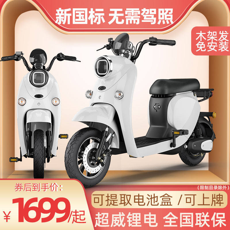新国标电动车48V锂电瓶踏板助力电车小型代步女士小龟电动自行车