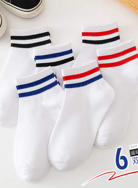 短袜子女春夏棉浅口夏季薄款船袜潮ins可爱日系条纹白色短筒袜子