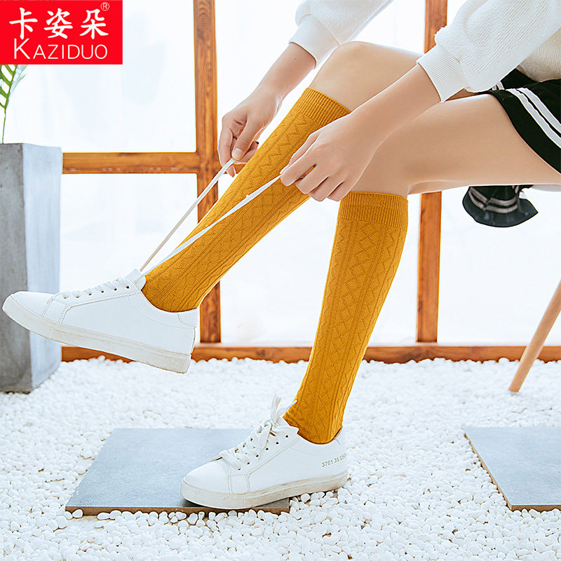 及膝袜女日系高筒袜韩版不过膝学生中长筒袜夏季纯棉半截小腿袜子