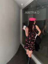 V领背心裙子女短款 ABITYB 高腰裙纯欲收腰吊带连衣裙 无袖