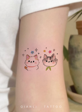 小猫咪贴纸彩色纹身贴防水彩绘