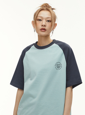 TKTS爱心字母印花插肩袖T恤310克情侣装美式短袖潮牌休闲宽松打底