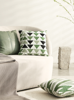 绿色心情沙发抱枕套不含芯客厅靠枕卧室床头大靠背垫腰靠轻奢高级