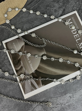 水钻珍珠腰链女款配裙子装饰毛衣连衣裙裤子时尚y2k金属腰带配饰