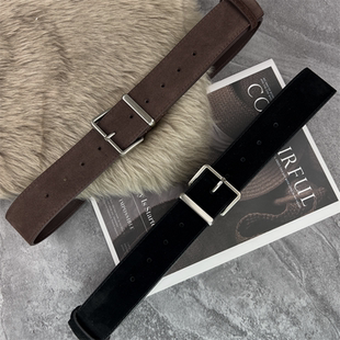 纯牛皮针扣腰带配饰 饰配毛衣牛仔裤 高级感绒面皮带女款 真皮束腰装