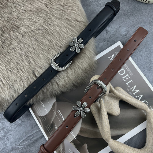 银扣皮带女款真皮装饰牛仔裤腰带