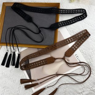 腰绳2025新款 民族风蕾丝腰带女装 饰配裙子连衣裙流苏腰链配饰长款