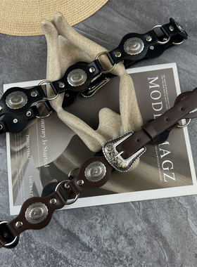 复古朋克风铆钉皮带女配裙子装饰毛衣连衣裙时尚y2k辣妹腰带配饰