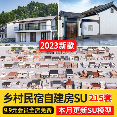 新中式建筑自建房民居民宿民房住宅乡镇改造美丽新农村乡村su模型