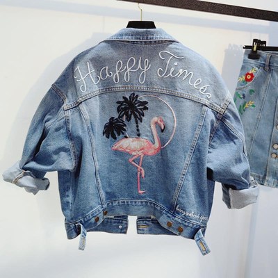 精致时尚韩式女款原色春秋装牛仔外套春季女2