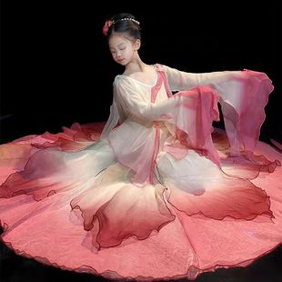 古典舞服女童飘逸身韵纱衣渐变演出服仙气古风花瓣舞裙表演服套装
