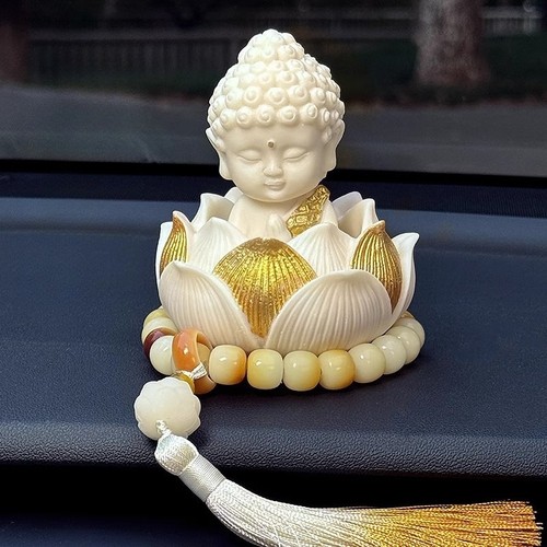 汽车摆件莲花小佛祖中控台装饰品