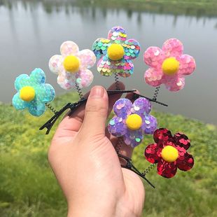儿童节小礼物可爱小红花朵发卡幼儿园学生运动会表演头饰地推发饰